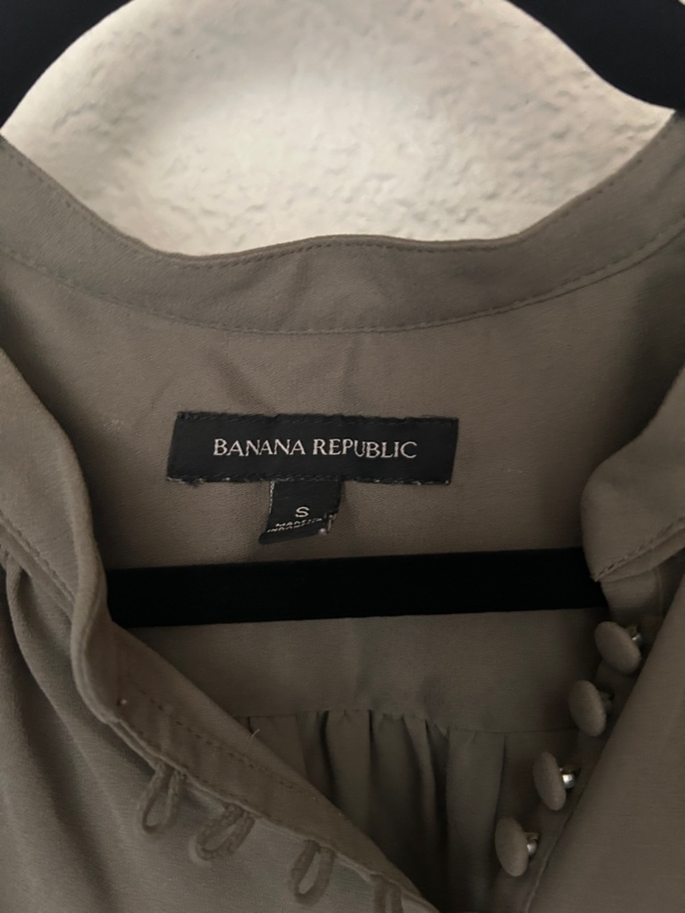 Banana Republic Olive Blouse with Covered Button Placket - Picture 2 of 4